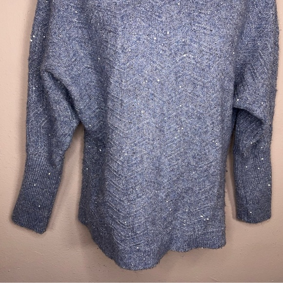 Small Maurices Blue Sequin Sweater Knit Pastel Stretch Dolman Sleeve - Picture 4 of 15
